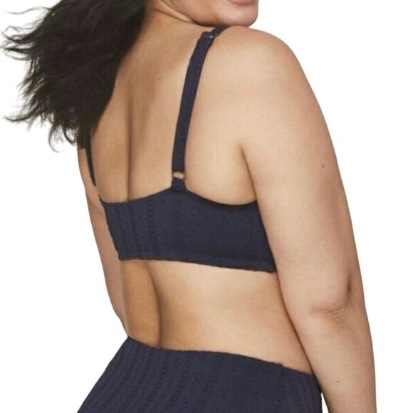 Andie Belmar Top Navy Blue Bikini Triangle Swimwear Bathing Suit Twisted M New - Picture 4 of 11